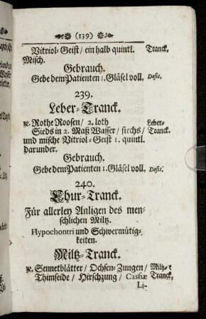240. Chur-Tranck – 302. Ordinari-Tranck wider Lamheit