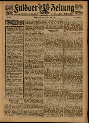 Zweite Ausgabe vom Samstag, den 27. Juni 1903.