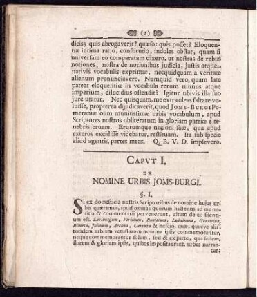Caput I. De Nomine urbis Joms-Burgi.