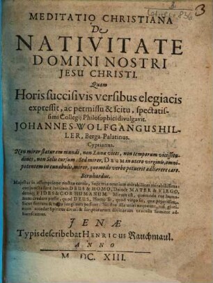 Meditatio Christiana De Nativitate Domini Nostri Jesu Christi