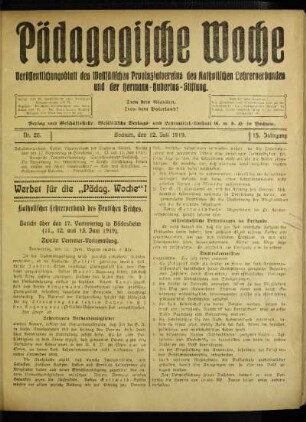 Katholischer Lehrerverband des Deutschen Reiches : Bericht über den 17. Vertretertag in Hildesheim (11., 12. und 13. Juni 1919) ; zweite Vertreter-Versammlung