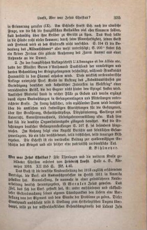 335-338 [Rezension] Loofs, Friedrich, Wer war Jesus Christus?