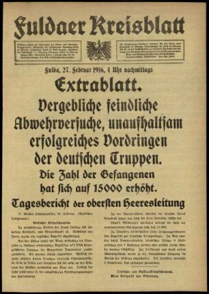 Erste Ausgabe vom Sonntag, den 27. Februar 1916.