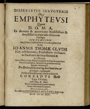 Dissertatio Inauguralis De Emphyteusi