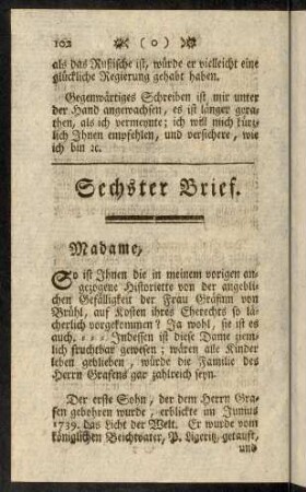 102-111, Sechster Brief.