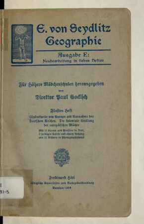 H. 5: Länderkunde von Europa mit Ausnahme des Deutschen Reiches, Die koloniale Stellung der europäischen Mächte