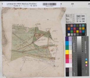 Bokel (Halle) Teilung der Bokelschen Brandheide Entwurf (1780) o.M. 35 x 32 kol. Zeichnung (Reinhold) Spez.Verz. Markenkarten X Nr. 85