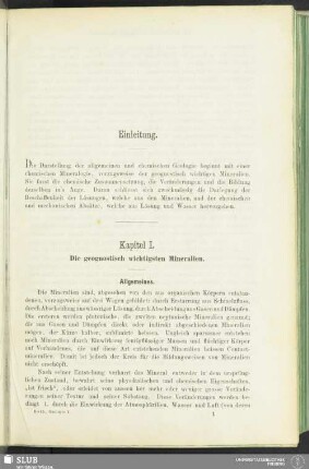 Kapitel I. Die geognostisch wichtigsten Mineralien