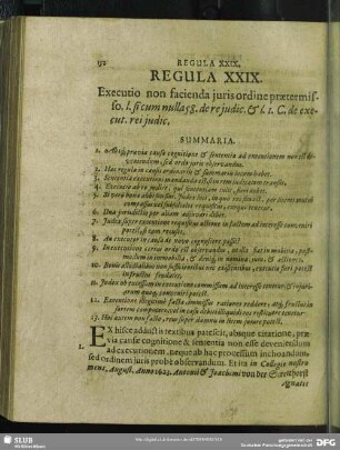 Regula XXIX. Executio non facienda juris ordine praetermisso