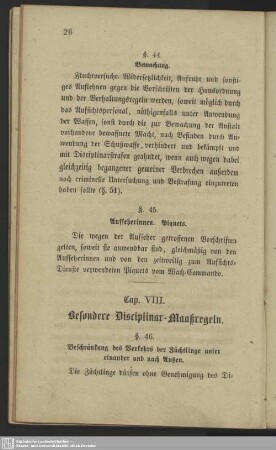Cap. VIII. Besondere Disciplinar-Maaßregeln