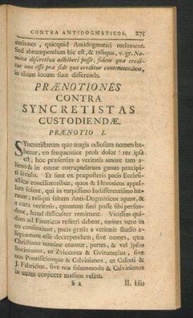 Praenotiones Contra Syncretistas Custodiendae