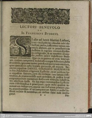 Lectori Benevolo S. D. Io. Franciscus Buddeus