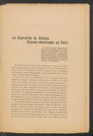 La Exposición de Artistas Hispano-americanos en París