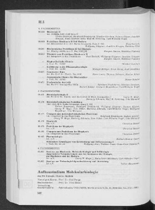 Aufbaustudium Molekularbiologie