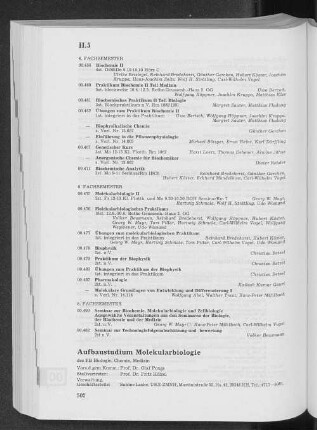 Aufbaustudium Molekularbiologie