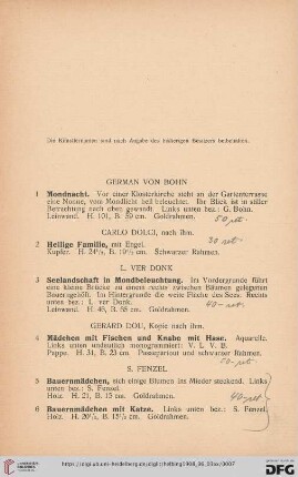 Oelgemälde alter und neuerer Meister aus süddeutschem Besitze Nr. 1-101