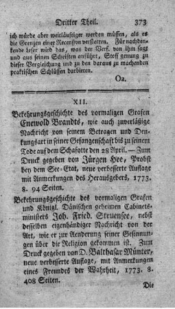 Bekehrungsgeschichte des vormaligen Grafen Enewold Brandts. N.verb.Aufl.