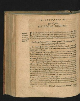 Disputatio XI. - XII. De Coena Domini