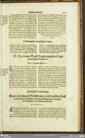 S. Excellentie Graff Moritz nimpt die Statt und Schloß Meurs ein, Den 16. Augusti Anno 1601.