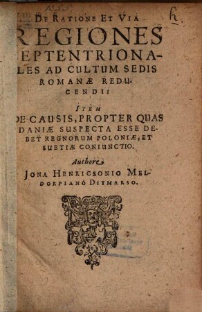 De ratione et via regiones septentrionales ad cultum sedis Roman educendi