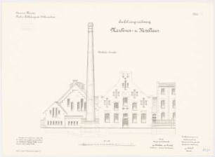 Bekleidungsamt des VII. Armeekorps, Münster: Kessel- und Maschinenhaus: Aufriss Westansicht 1:100