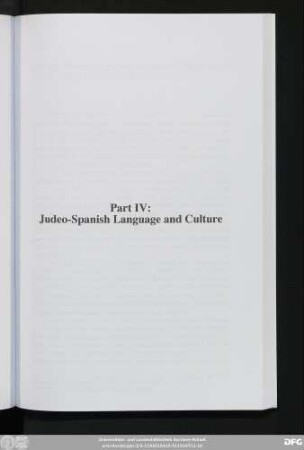 Part IV: Judeo-Spanish Language and Culture