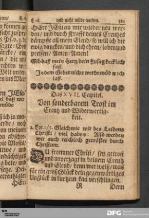 Das XVII. Capitel. Von sonderbarem Trost im Creutz und Widerwertigkeit.