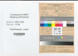 Entnazifizierung Josef Hochhausen , geb. 07.06.1894 (Verw.Beamter)