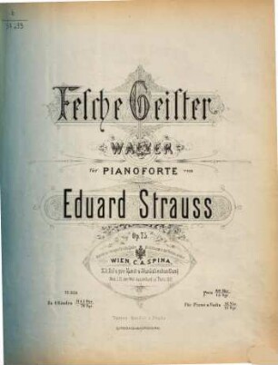 Fesche Geister : Walzer für Pianoforte ; op. 75