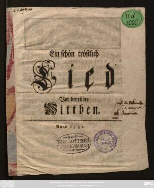 Ein schön tröstlich Lied : Vor betrübte Wittben