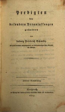 Predigten bey besondern Veranlassungen, 2