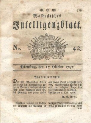 No. 42, Dienstag, den 17. Oktober 1797