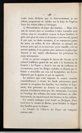 4. Reconstitution du foyer des internés