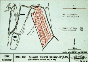 TRACE - MAP Scheyern 'Unteres Geiswegfeld' (3.4 ha) (trace-detaction SEL-DGPS, Aug. 15, 1991)