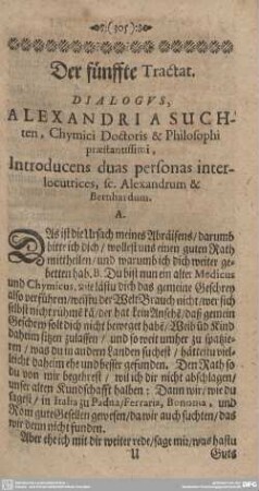 Der fünffte Tractat. Dialogus, Alexandri a Suchten.