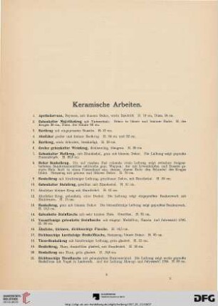 Keramische Arbeiten (Nr.1-99)