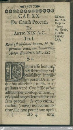 Cap. XX. De Causa Peccati, Ex Artic. XIX. A.C.
