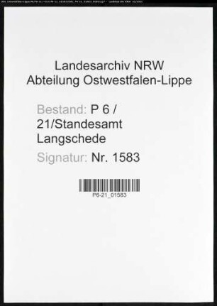 Sterberegister Standesamt Langschede