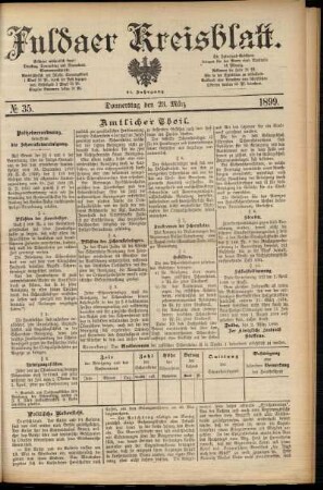 Erste Ausgabe vom Donnerstag, den 23. März 1899.