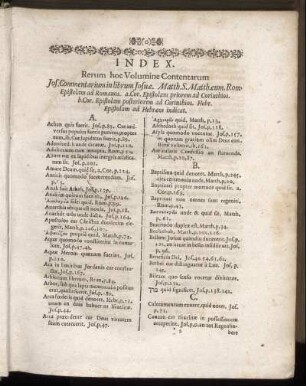 Index Rerum hoc Volumine Contentarum