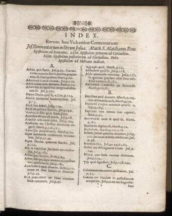 Index Rerum hoc Volumine Contentarum
