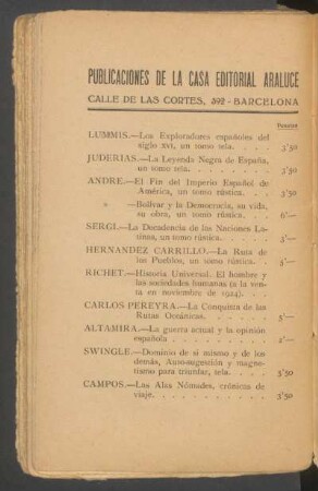 Publicaciones de la Casa Editorial Araluce