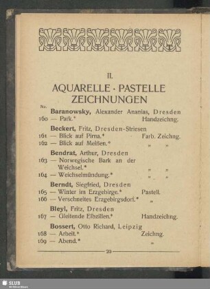 II. Aquarelle. Pastelle. Zeichnungen