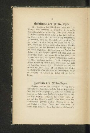 Gebrauch des Mikroskopes.