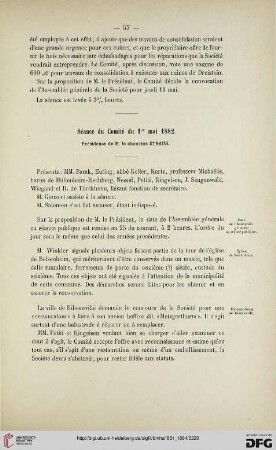 Séance du Comité du 1er mai 1882