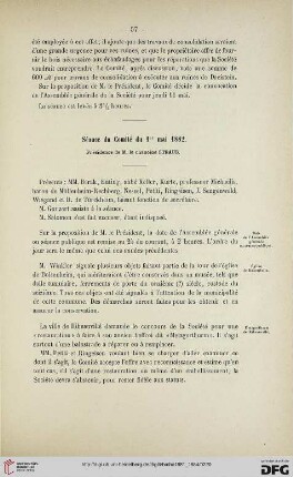 Séance du Comité du 1er mai 1882