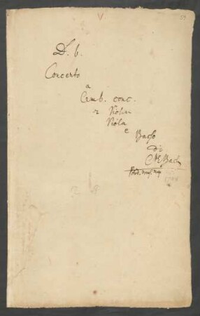 Konzerte; cemb, strings, bc; d-Moll; H 427; Wq 23