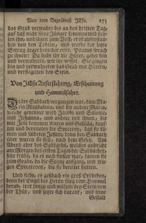 Von Jesu Auferstehung, Erscheinung und Himmelfahrt.