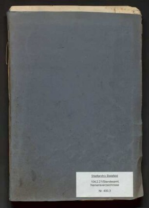 Register-Tagebuch der Kriegssterbefälle Bielefeld, Erster Weltkrieg, 1914 - 1918