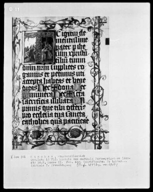 Fünfbändiges Missale von Berthold Furtmeyr — Fünfter Band — Initiale T (e igitur) mit einer Kreuztragung, Folio 44recto